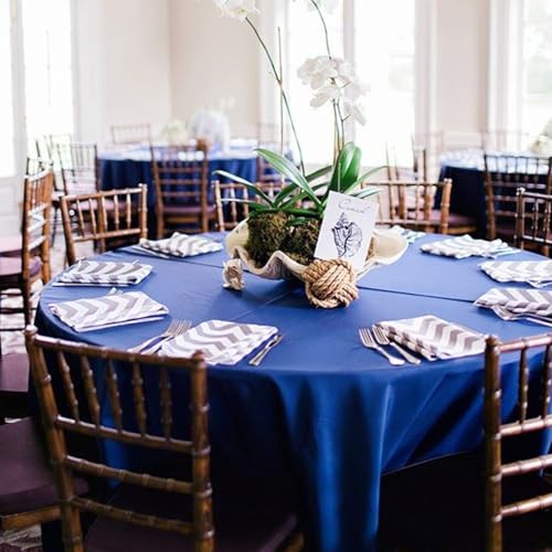 10 Pack Royal Blue Round Tablecloths 90 Inch, Polyester Round Table Cloth Circle Bulk Linen Washable Table Cloth Stain and Wrinkle Resistant Circle Table Cover for Wedding Party Dining Banquet by Pesonlook - Used condition - Image 5