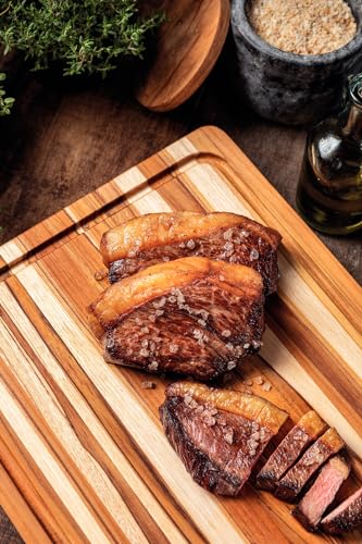 Kit Tábua + Bandeja Churrasco Tramontina em Madeira Teca FSC com Acabamento em Óleo Mineral