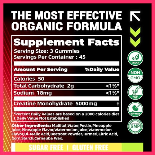 Image of NSF Certified Creatine Gummy for Men &Women .pineapple Watermelon
