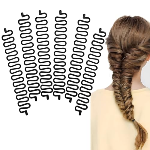 OQKAHIV 6 pcs Trenzadores De Pelo En Espiga, Juego De Herramientas Para Trenzar El Cabello, Herramientas De Peinado Para Mujeres, peinado de moda Accesorios, Accesorios Para Peinar El Cabello, Negro