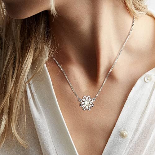 ORAZIO 925 Silver Daisy Pendant Necklace for Girls Daisy with Zirconia Crystals Sterling Silver Necklaces Unique Dainty Cute Flower Necklace Jewellery Gifts for Women Girls
