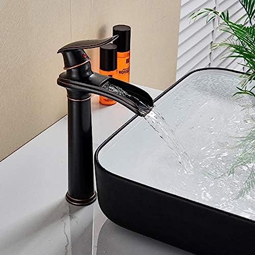 Robinet mitigeur cascade en laiton et bronze noir de comptoir