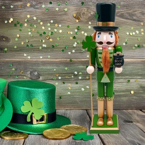 Casse-Noisette Bois Vert Figurine Saint Patrick Noël Table
