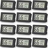 Vaikby 12-Pack Mini Digital Thermometer Hygrometer, Indoor Humidity Monitor, Temperature Humidity Gauge Meter with Fahrenheit (℉) for Bedroom, Greenhouse, Garden, Cellar, Closet, Fridge