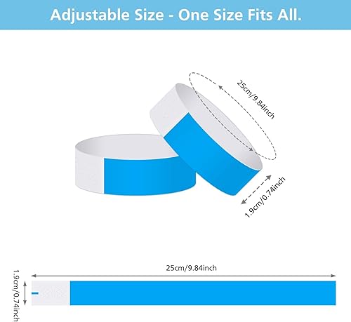 Miniatura 2 de ASTARON 200 pulseras de papel azul para eventos, pulseras para eventos, fiestas, clubes, conciertos, festivales de música, impermeables, ligeras