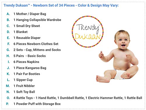 Image of New Born Baby Gift Set for 0-6 Month Baby (Clothes, Feeding, Bag and Toys) (Pack of 34)