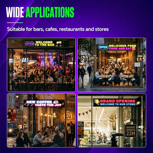 Image of Rayhome Full Color Dual Row Programmable LED Sign, 43''x6.3'' Flexible P5 USB Bluetooth APP Control LED Signs Custom Text Message Pattern Scrolling LED Display for Store Bar Hotel School.