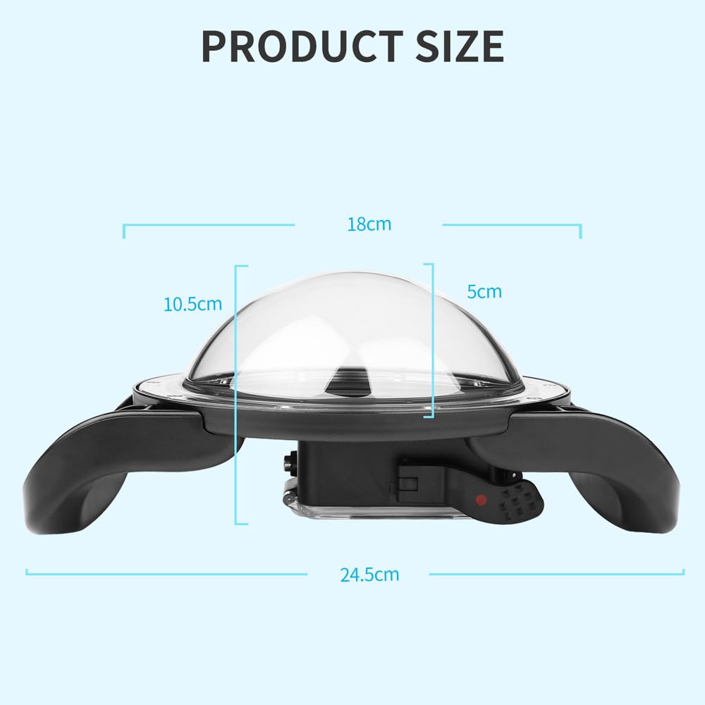 Doppia maniglia stabilizzatore Grip Dome Port per DJI OSMO Action 4/5 Pro/6 fotocamera, porta cupola subacquea, funzionamento conveniente, impermeabile fino a 30 m