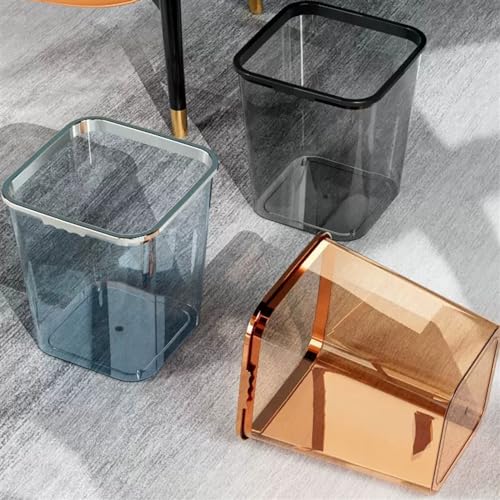 Basurero pequeño gris plástico para baño oficina miniatura 5