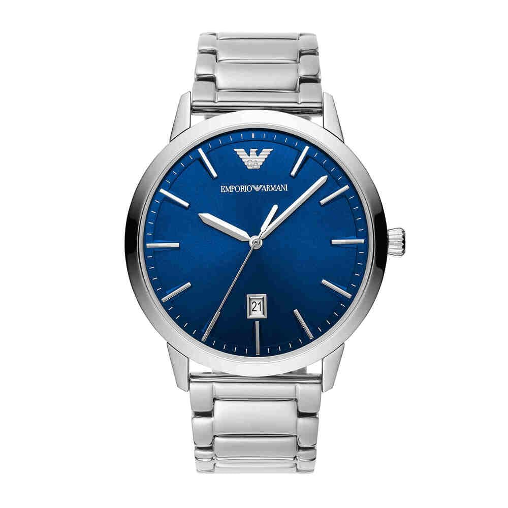 Emporio Armani Orologio Uomo, movimento a tre lancette con data, cassa in acciaio inossidabile 43 mm e bracciale in acciaio inossidabile, AR11311