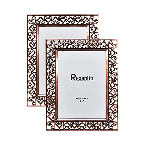 5X7 Metal Picture Frames(2 Pack), Gift Photo Frame With High Definition Glass, Love Heart Style Profile Display Photos For Wall Or Tabletop For Home Office Hotel, Bronze #TOP5
