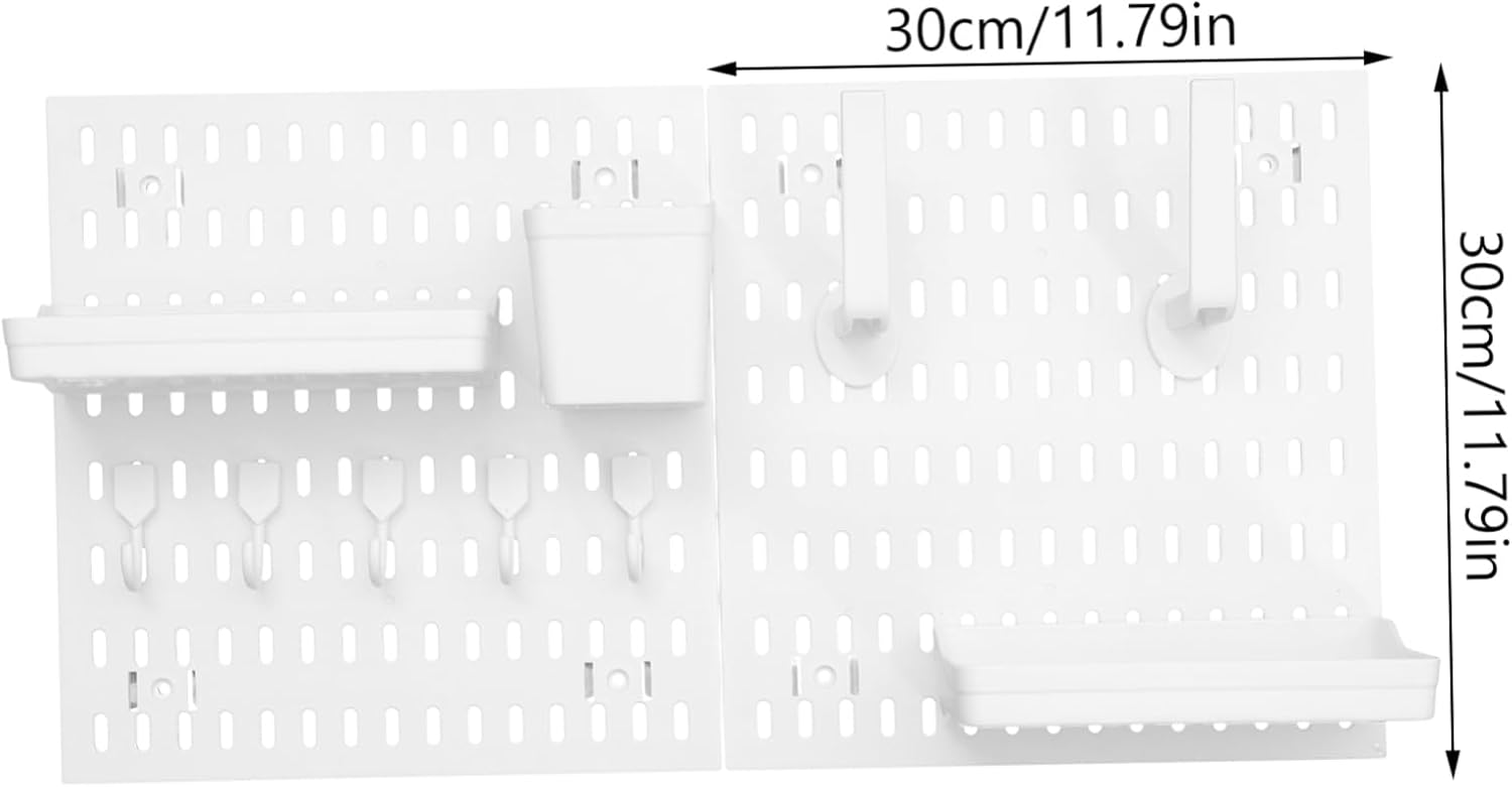 Veemoon 1set Pegboard Wall Organizer Storage Kit with Hooks and Shelves for Home Kitchen and Garage Efficient Wall-Mounted for Maximum Space Utilization