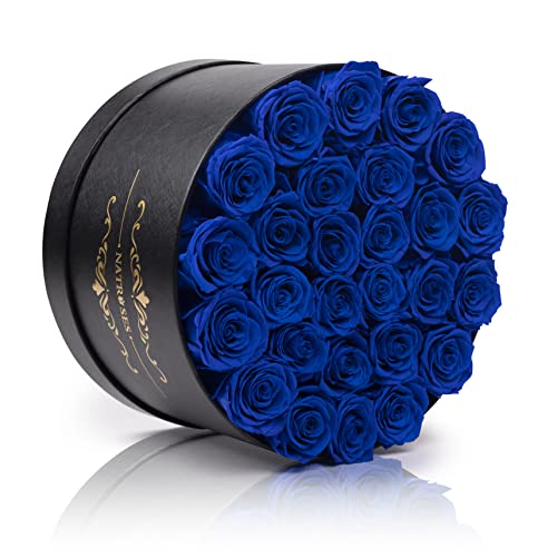 Natroses Forever Preserved Roses In A Box, 100% Real Roses That Last Up To 3 Years, Preserved Flowers For Delivery Prime Birthday, Valentines Day Gifts For Her (Royal Blue) #TOP2