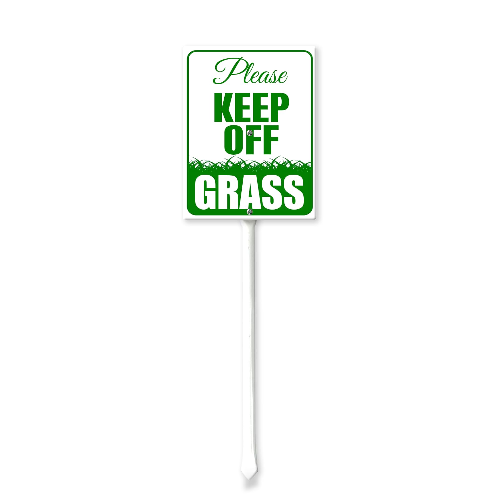 Please Keep Off Grass Yard Sign with Stakes 8" x 12" Aluminum, Set of 1