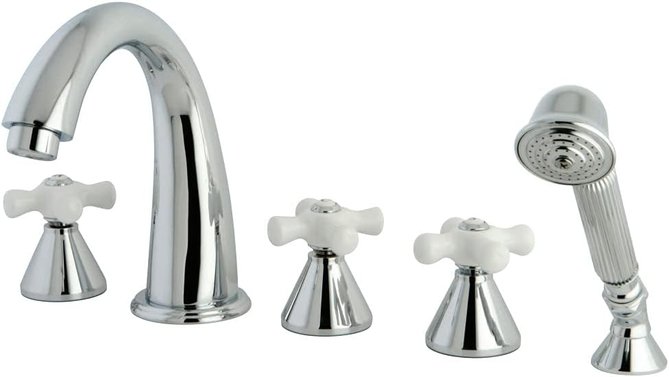Kingston Brass KS23655PX 5-Piece Roman Tub Faucet with Hand Shower, Oil Rubbed Bronze