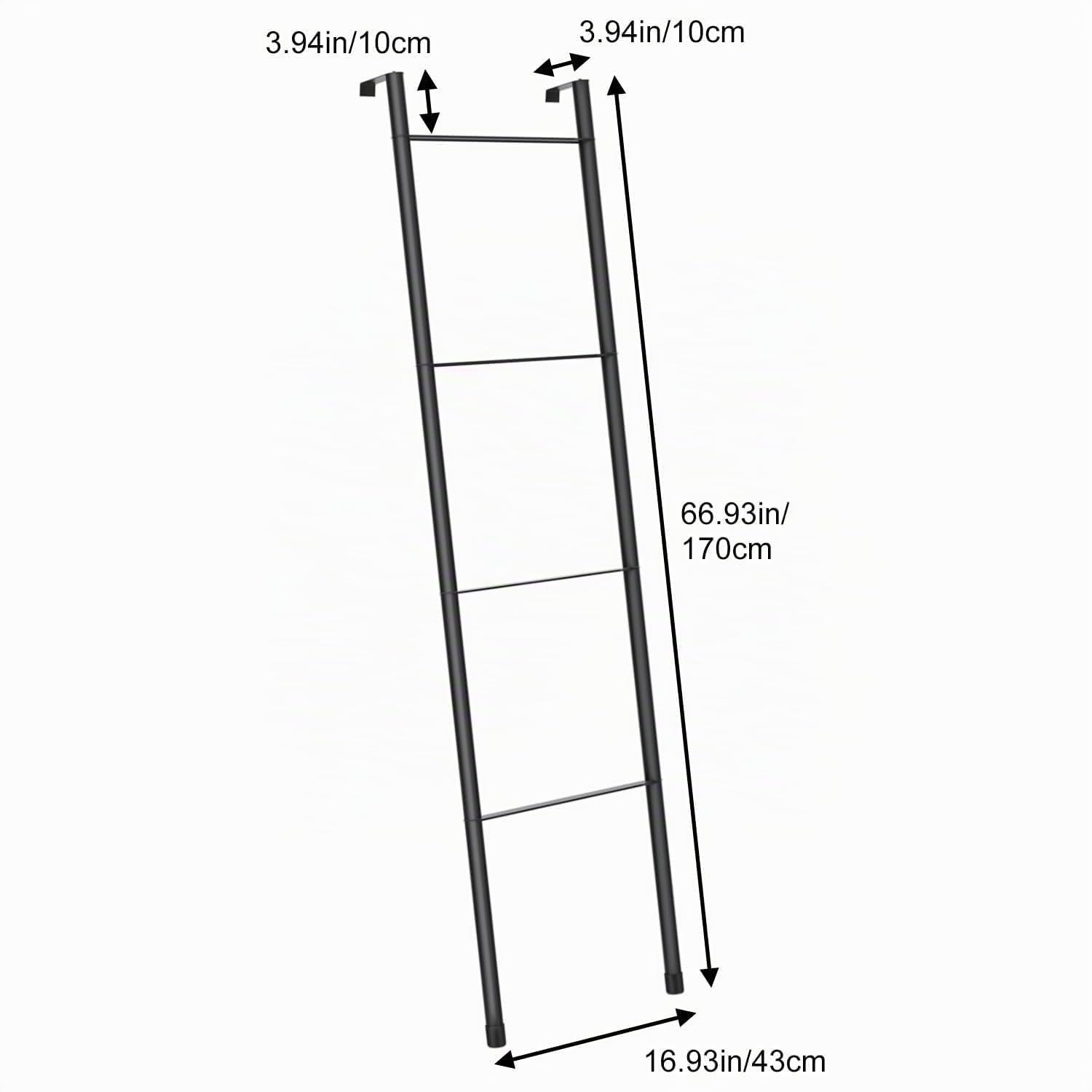 pickpiff Échelle de couverture en métal noir – Porte-serviettes mural sur pied pour salle de bain, salon, cuisine, support pour serviettes, couvertures, jetés, quits (4 niveaux, noir)