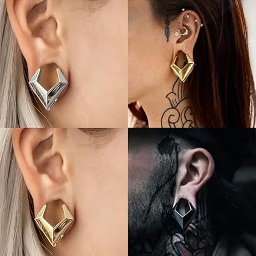Vankula 2Pcs Rhombus Saddle Plugs Tunnels Hypoallergenic Stainless Steel 0G 2G Opening Ear Gauges Piercing Expander Stretchers Fashion Body Jewelry #TOP1