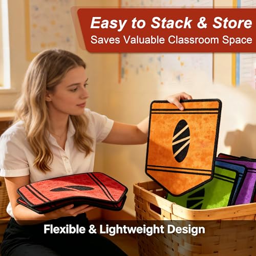 Vindany 12 Pack Crayon-Shaped Classroom Rug for Kids, Non-Slip Carpet for Classroom Seating, Sit Spots Floor Mats for Preschool Kindergarten Daycare, Flexible Seating for Learning & Circle Time - Image 4