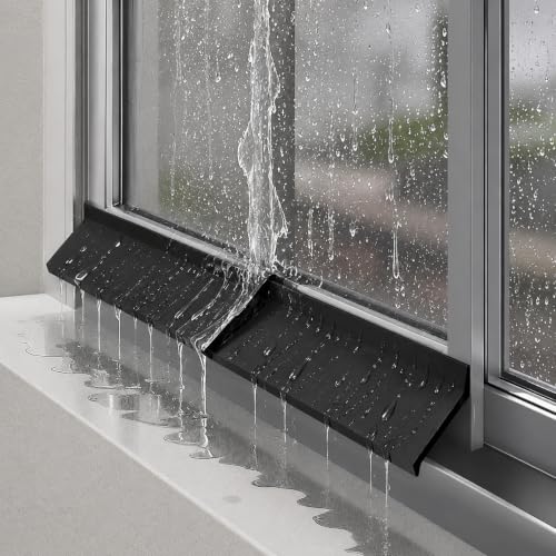 Image of HASTHIP 2m /79inch Rain Water Stopper for Door - Window Sill Water Stopper Barrier Self Adhesive Rubber Over Door and Window Drip Cap Rain Deflector for Reliable Rains Blocking Protection