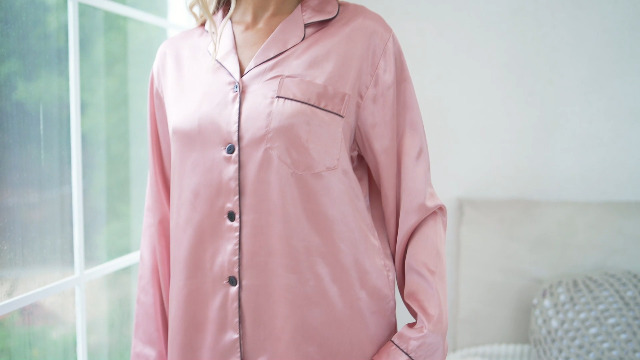 pigiama donna estivo manica lunga pantalone lungo, giacca aperta