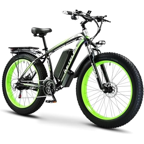 JESRIDER 1000W Electric Bike for Adults 28MPH 26" Fat Tire Electric Mountain Bike 48V 13AH Removable Battery 21 Speed Snow Beach Mountain Ebike Cover