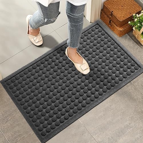 Hiyard Front Door Mat, Heavy Duty Welcome Door Mat Indoor Outdoor, Absorbent Doormat, Sturdy Non Slip Rubber, Stain And Fade Resistant cover