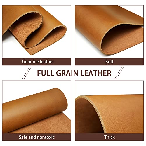 Bourbon Brown Tooling Leather Square 3.6Mm-4.0Mm (9-10Oz) Thick Full Grain Cow Hide Leather Crafts Tooling Hobby Workshop Crafting Leather Heavy Weight (6"X12", Bourbon Brown) #TOP4