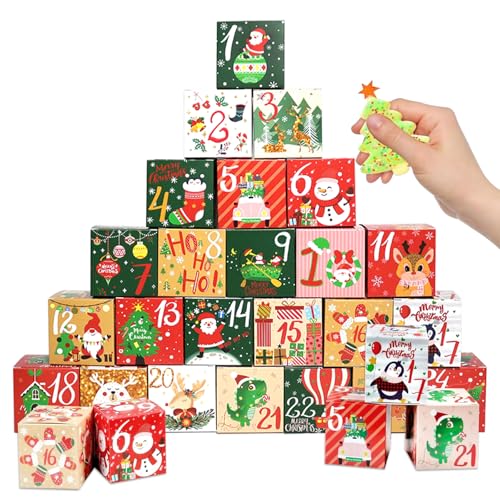 POPOYU Christmas Advent Calendar 2025 DIY Boxes Kit,Empty Advent Calendar To Fill Yourself,Make Fill Your Own 2025 Advent Calendar Empty 24 Pieces Boxes,Fillable Countdown Boxes for Gift Wrapping