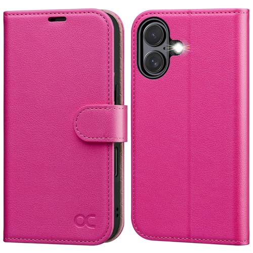 OCASE for iPhone 16 Case, PU Leather Wallet, Magnetic Flip Folio Cover with RFID Blocking, Card Holders, Shockproof TPU
