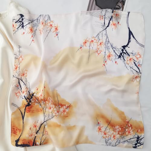 Julunar 2 PCS Silk Scarf for Women Lightweight Satin Hair Bandana 21" Square Neckerchief with Gift Packed3