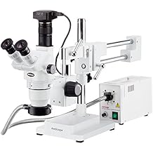 AmScope ZM-4T Series Trinocular Stereo Microscope with Zoom 2x-225x Magnification on Boom Stand with High-Speed 20MP Camera - Professional Microscope - ZM-4TW3-FOR-20MBI3
