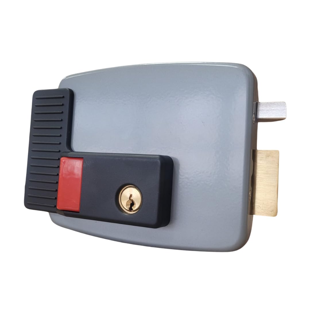 Motic 2034D Cerradura Eléctrica de Seguridad con pulsador para Puertas Exteriores y Garajes - Cierre Automático, posibilidad de conectar apertura con mando o movil, Galvanizada y Blindada MANO DERECHA