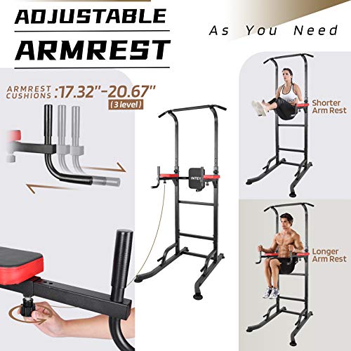 INTEY Power Tower Workout Dip Station Pull Up Bar for Home Gym Strength Training Fitness Equipment 2020 Newer Version