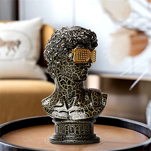 Livelyfish 7.9" Creativity Statue Of David, Greek Art Michelangelo David Head Statue Roman Man Bust Sculpture Handmade Resin Ornament For Home Office Tabletop Decor, Gifts #TOP3