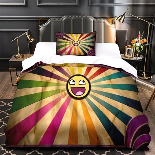 Juego de funda nórdica infantil de microfibra con estampado 3D de carita sonriente 135x200 cm 4