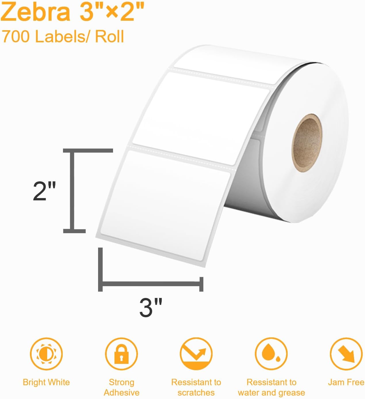 (8400 Pcs/3-Proof 1" Core) Labelebal 12 Rolls 3" x 2" Direct Thermal Label (76mm x 51mm) Multipurpose Shipping Address Mailing Barcodes Labels Compatible for Zebra 2844 & Rollo Desktop Label Printer - Image 3