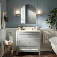 Sqinor Spiegel Bogen 45x60 cm Rahmenlos Dekorative Wandspiegel, Modern HD Spiegelglas Badspiegel ohne Rahmen, Deko Halbrunder Spiegel für Flur Bad Badezimmer Wohnzimmer Schlafzimmer Gäste WC Wand – Ansicht 8