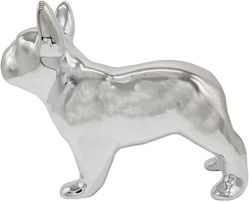 Miniatura 9 de Estatua de bulldog francés, estatua de perro de cerámica de pie blanco mate, escultura decorativa para jardín o decoración del hogar, estatua de