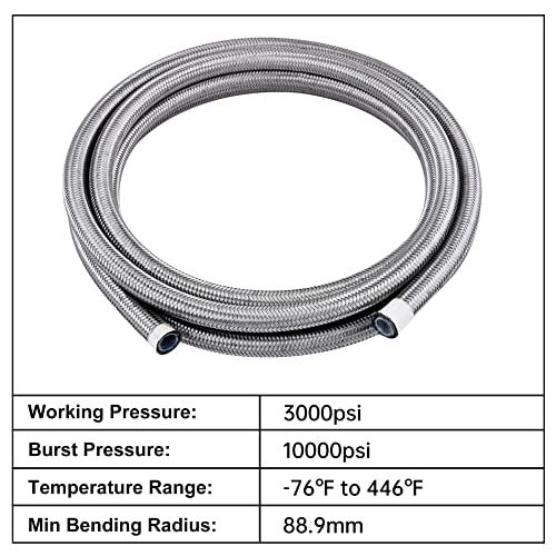 Evil Energy 6An Ptfe Fuel Line Kit,An6 E85 Stainless Steel Braided Hose 16Ft(5/16Inch Id) #TOP3