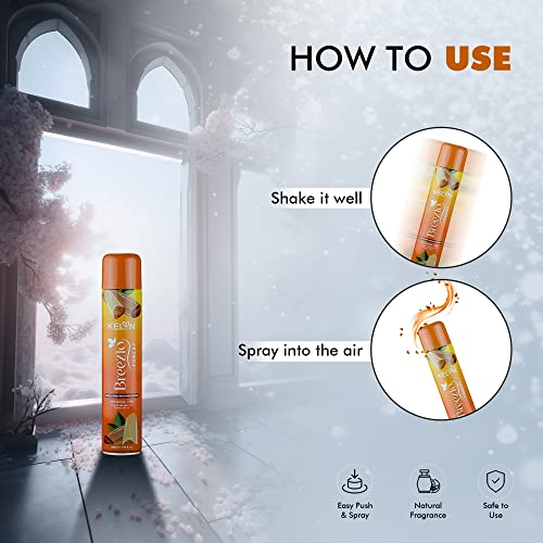Image of KELYN Room Freshener - Long Lasting Air Fresheners for Home, Office, Cars & Toilets Aer Spray - Room Freshner Spray for Bedroom - (Pack of 3, 230ml each) - Anti-Tobacco, Sandal & English Rose