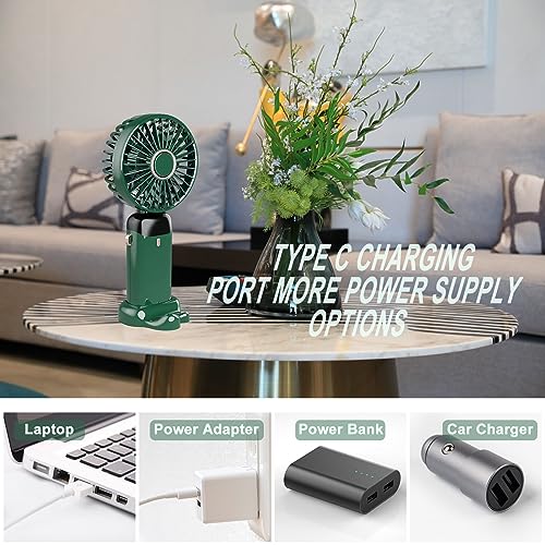 EEIEER Mini Handheld Tragbarer Ventilator, Tragbarer USB Wiederaufladbarer Kleiner Taschenventilator mit 5- Geschwindigkeiten, Desktop- Lüfter für Home Office Deckenreisen-6