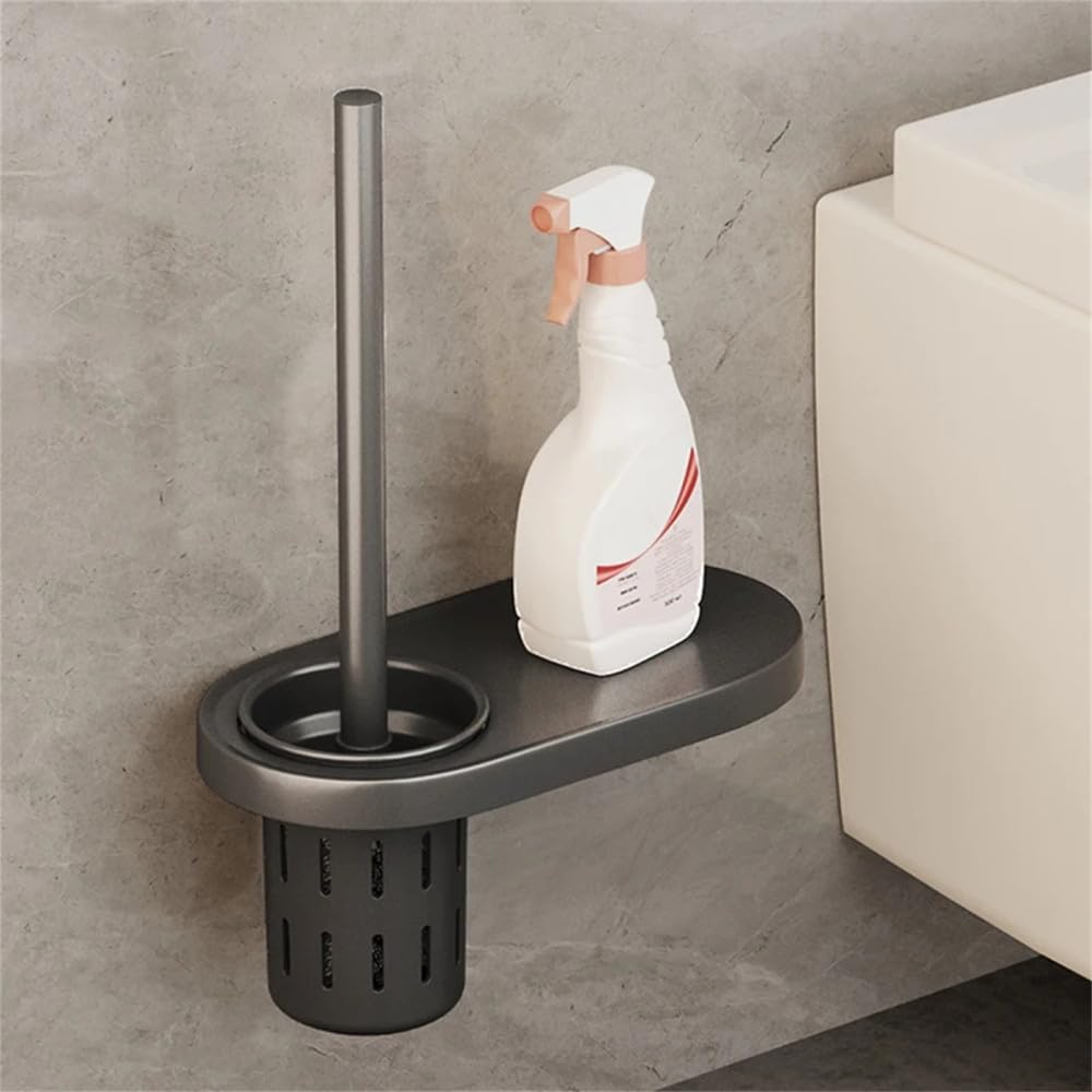 4-teiliges Badezimmer-Set Grau – Handtuchhalter, Stange, Haken & Toilettenpapierhalter Aus Holz/Alu
