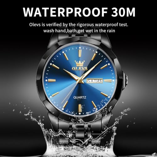 OLEVS Watch for Men Diamond Business Dress Analog Quartz Stainless Steel Waterproof Luminous Date Two Tone Luxury Casual Wrist Watch - Image 5