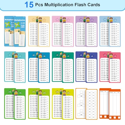 Limque 1-12 Math Flash Cards with 6 Dry Erase Pens, 15Pcs Big Multiplication Flash Cards + 36 Pcs Random Double-Sided Multiplication Practice Cards, Educational Math Flashcards for Kids Ages 6+ - Thumbnail 5