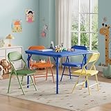 IDEALHOUSE 5 Piece Boys Girls Table and Chairs Set, Folding Activity Table and Chairs Set for Dining Room,Daycare,Classrooms