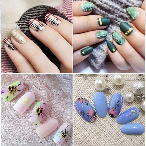 Pinkiou 47 Pcs Nail Art Tool Kit, 15pcs Nail Painting Brushes, Nail Dotting Pens, Nail Foil, Stripping Manicure Tape, Nail Color Rhinestones, Nail Art Sets