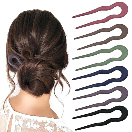 SGQTZDZQ Forcine per capelli alla francese, 6 pezzi opachi per capelli francesi da donna, a forma di U, per chignon a spirale (set A)