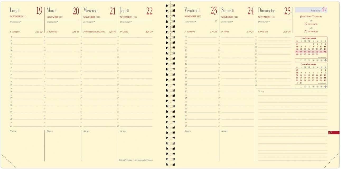 Quo Vadis - Collection: Soho Executive Prestige Spiralé - Calendar Year Diary - Weekly - 16 x 16 cm - French Edition - 13 months December-December - Steel Blue - Year 2023