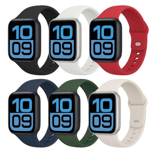 Image of MINX Soft Silicone Strap Compatible with Apple Watch 38mm /40mm /41mm /42mm /44mm /45mm /46mm /49mm Series 1-11 & Ultra | Durable, Adjustable & Comfortable | Combo Pack