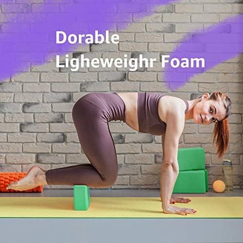 Overmont Yoga Block 2 Pack Supportive Latex-Free EVA Foam Soft Non-Slip Surface for General Fitness Pilates Stretching and Meditation 8.3"x6"x3"
